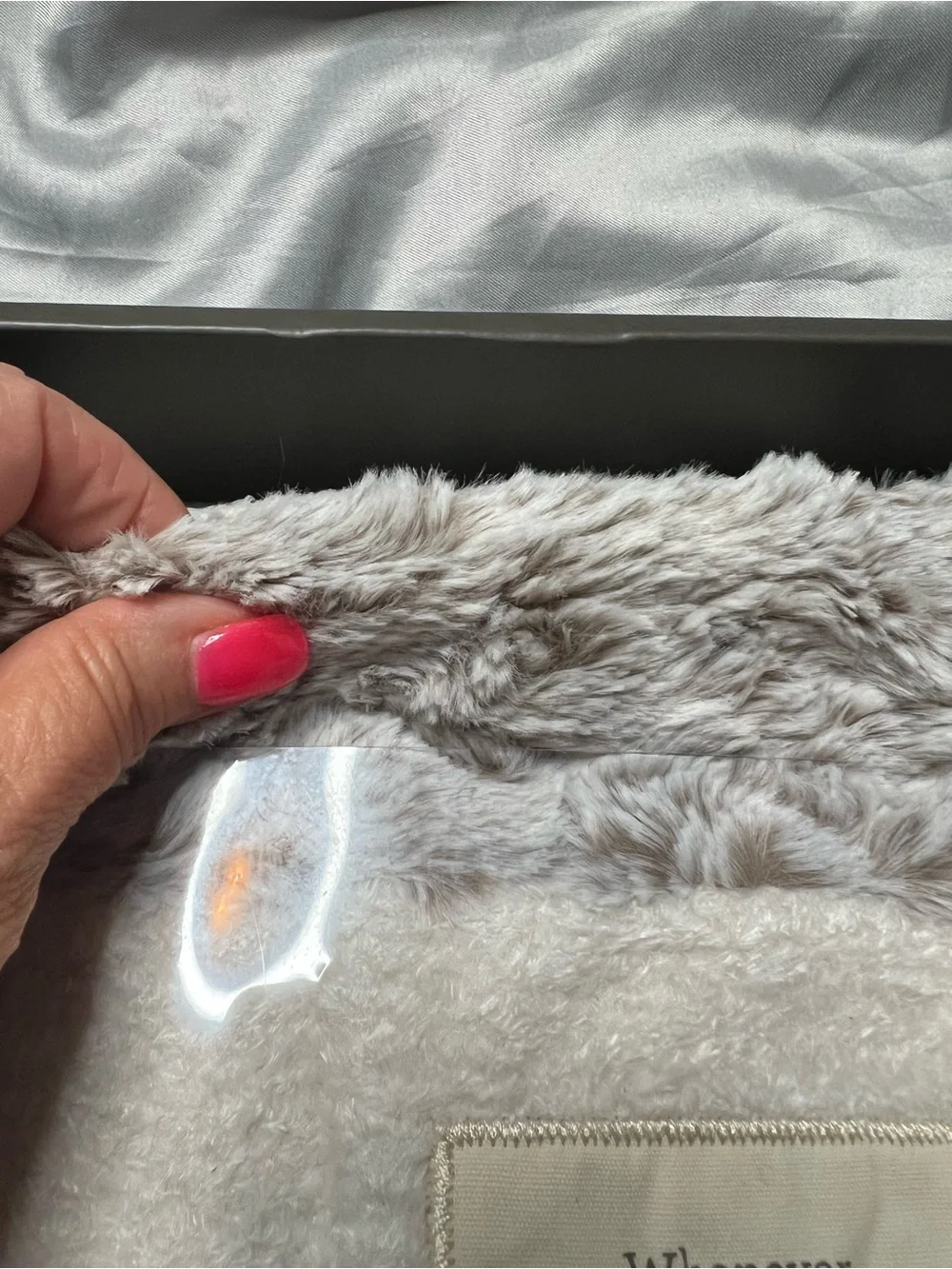 Demdaco Plush Faux Fur Comfort Throw Blanket - Light Taupe & Cream